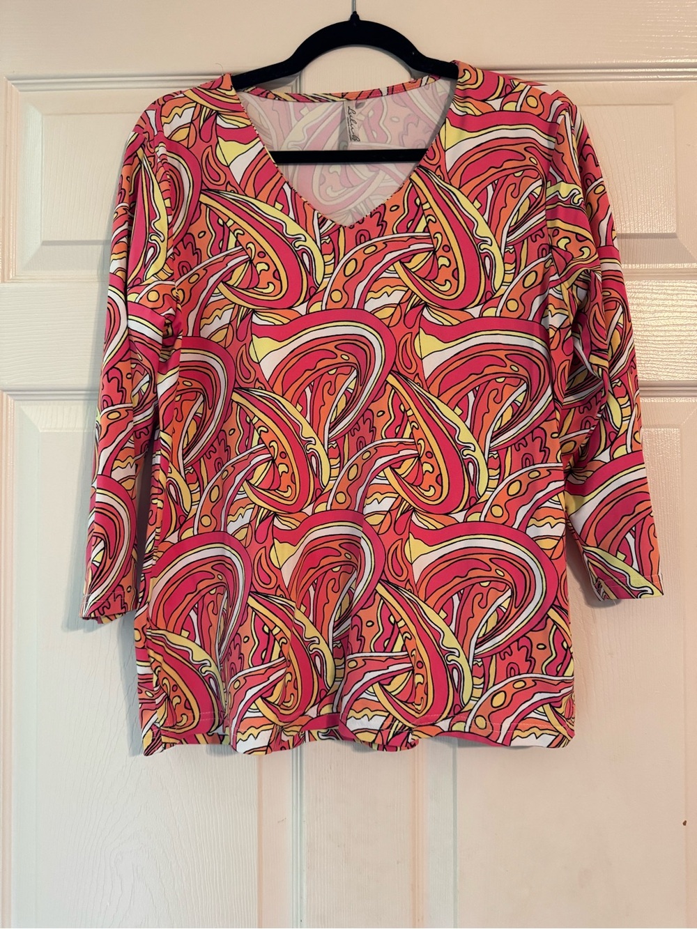 Lulu-B Pink & Yellow Swirl Print V-Neck Tunic